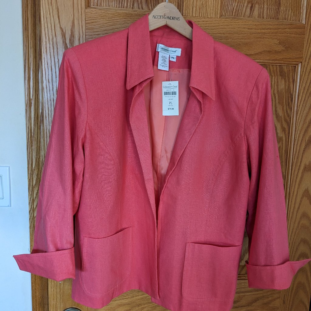 Coldwater Creek Pink Linen Blend Cardigan Top Jacket Pl Nwt